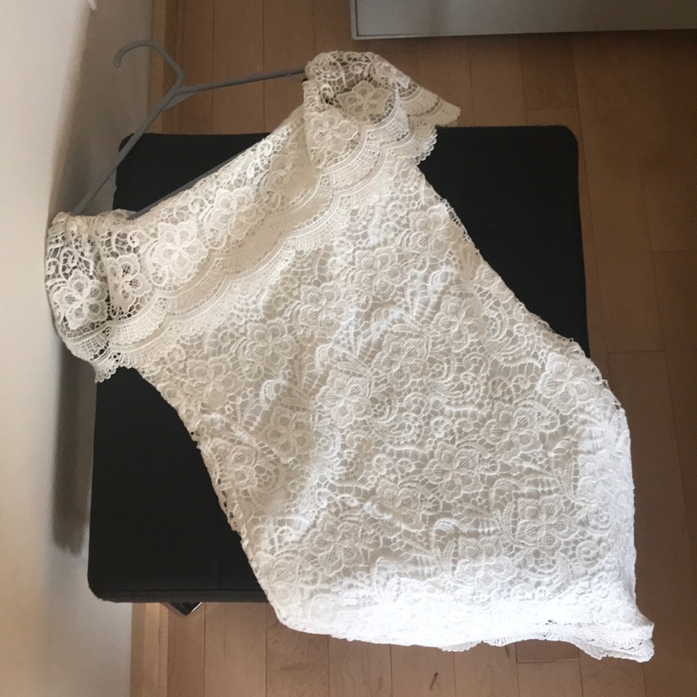 beautiful white lace off the shoulder dress